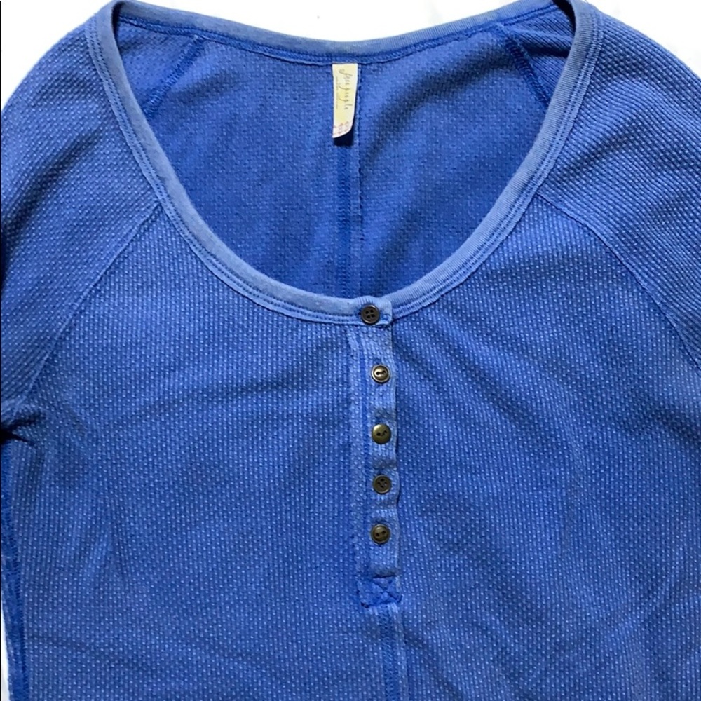 Free people blue waffle long sleeve